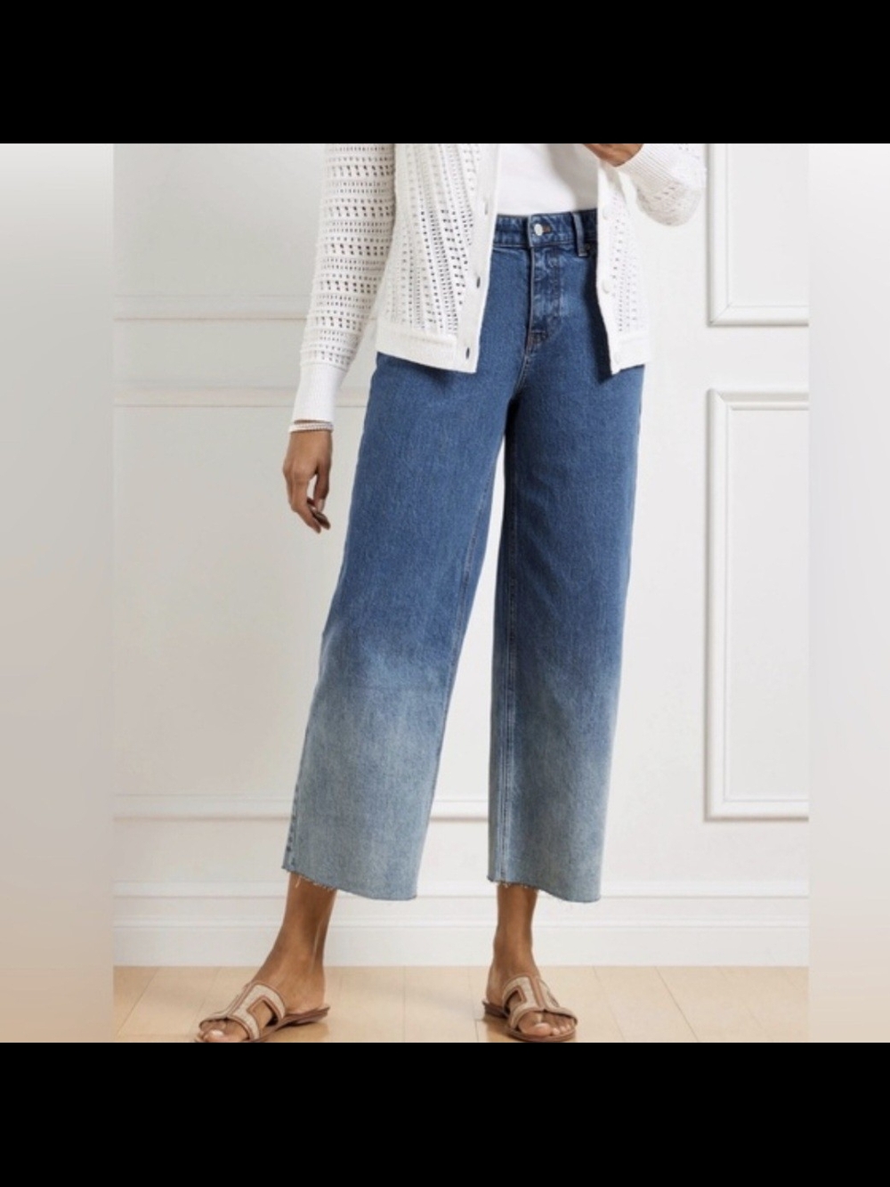 Talbots Blue Ombre Cropped Wide-Leg Jeans